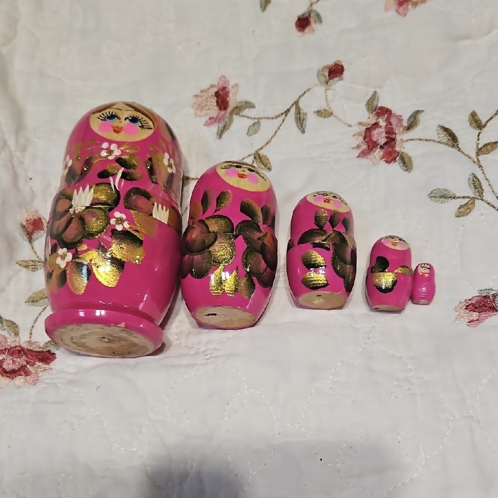 Pink and Gold Nesting Dolls